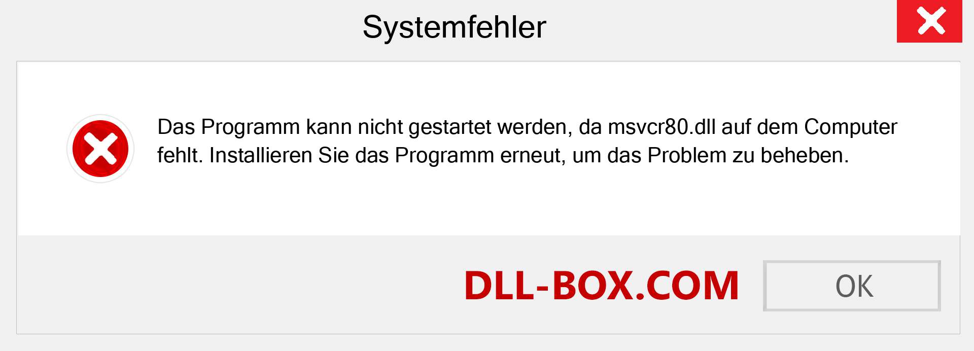 msvcr80.dll-Datei fehlt?. Download für Windows 7, 8, 10 - Fix msvcr80 dll Missing Error unter Windows, Fotos, Bildern