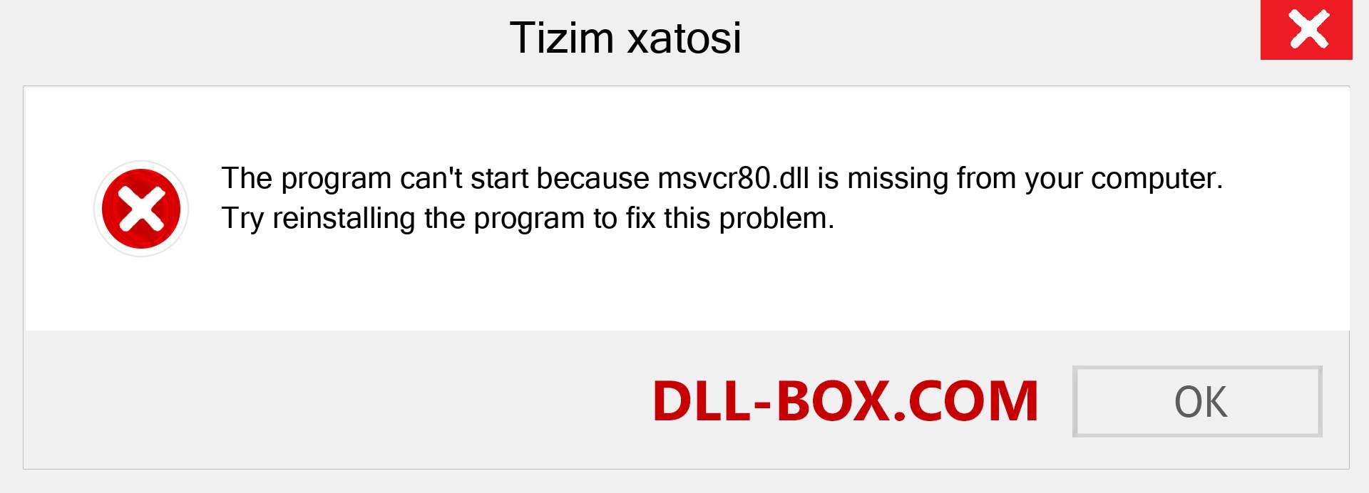 msvcr80.dll fayli yo'qolganmi?. Windows 7, 8, 10 uchun yuklab olish - Windowsda msvcr80 dll etishmayotgan xatoni tuzating, rasmlar, rasmlar